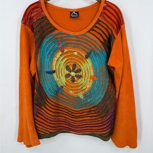 Himalayan Handmades long-sleeved, bohemian-style hippie or razor-cut shirt. XXL